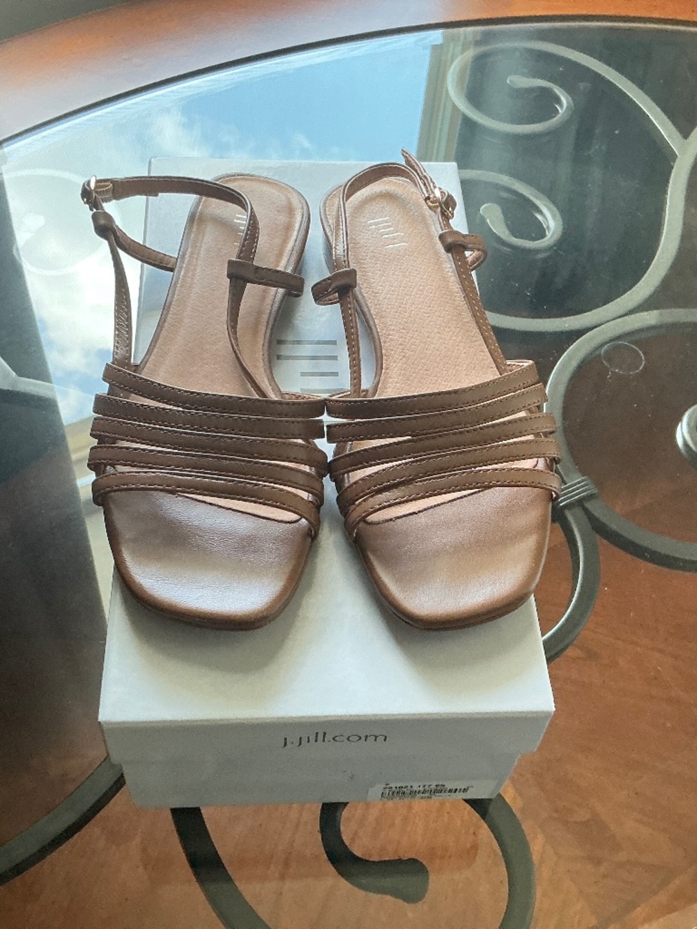 J. Jill flat strappy sandals, size 6.5 in cognac